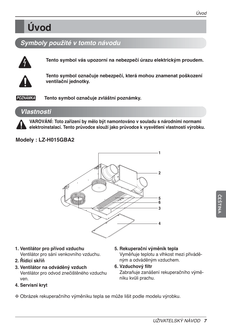 Úvod, Vlastnosti, Symboly použité v tomto návodu | LG LZ-H200GBA2 User Manual | Page 139 / 419