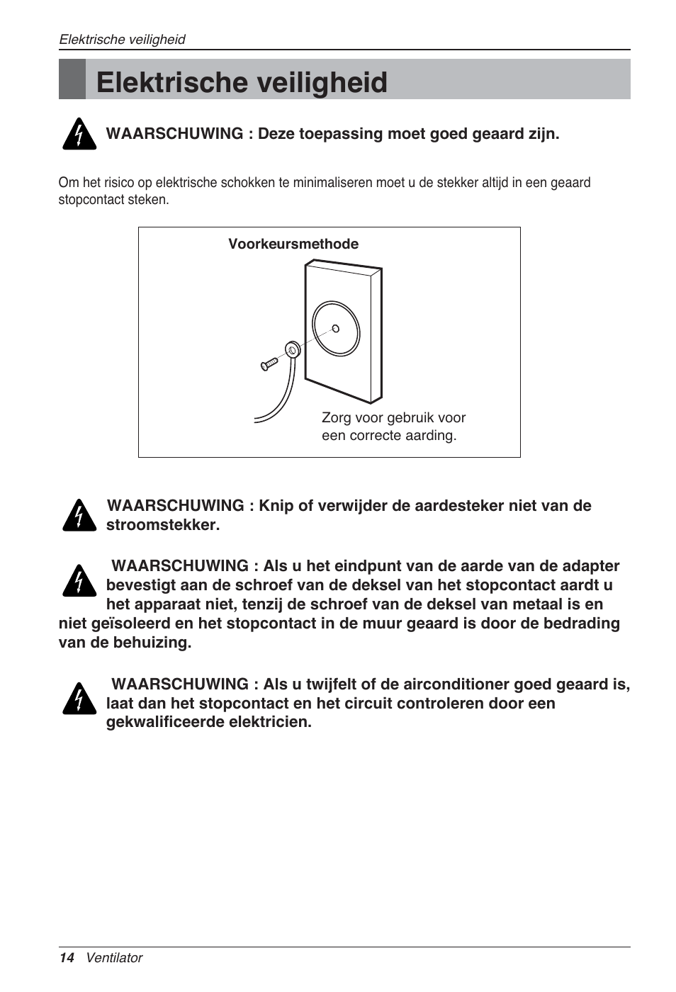 Elektrische veiligheid | LG LZ-H200GBA2 User Manual | Page 168 / 419