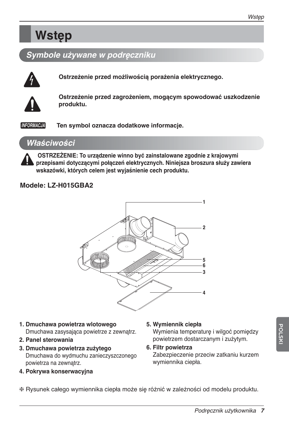 Wstęp, Właściwości, Symbole używane w podręczniku | LG LZ-H200GBA2 User Manual | Page 183 / 419