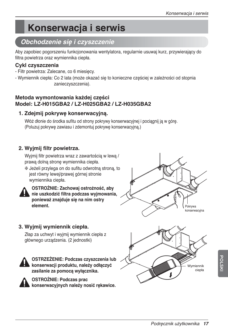 Konserwacja i serwis, Obchodzenie się i czyszczenie | LG LZ-H200GBA2 User Manual | Page 193 / 419