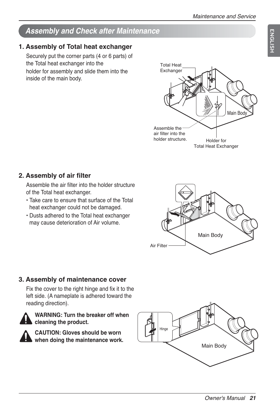 Assembly and check after maintenance | LG LZ-H200GBA2 User Manual | Page 21 / 419