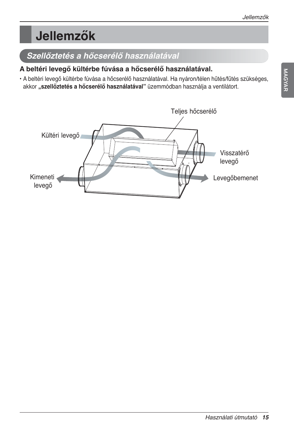 Jellemzők, Szellőztetés a hőcserélő használatával | LG LZ-H200GBA2 User Manual | Page 257 / 419