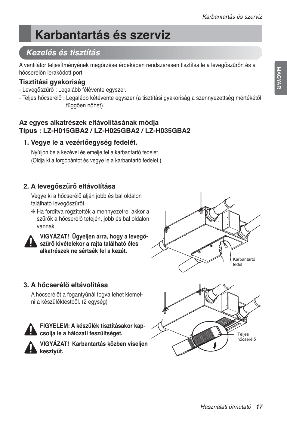 Karbantartás és szerviz, Kezelés és tisztítás | LG LZ-H200GBA2 User Manual | Page 259 / 419