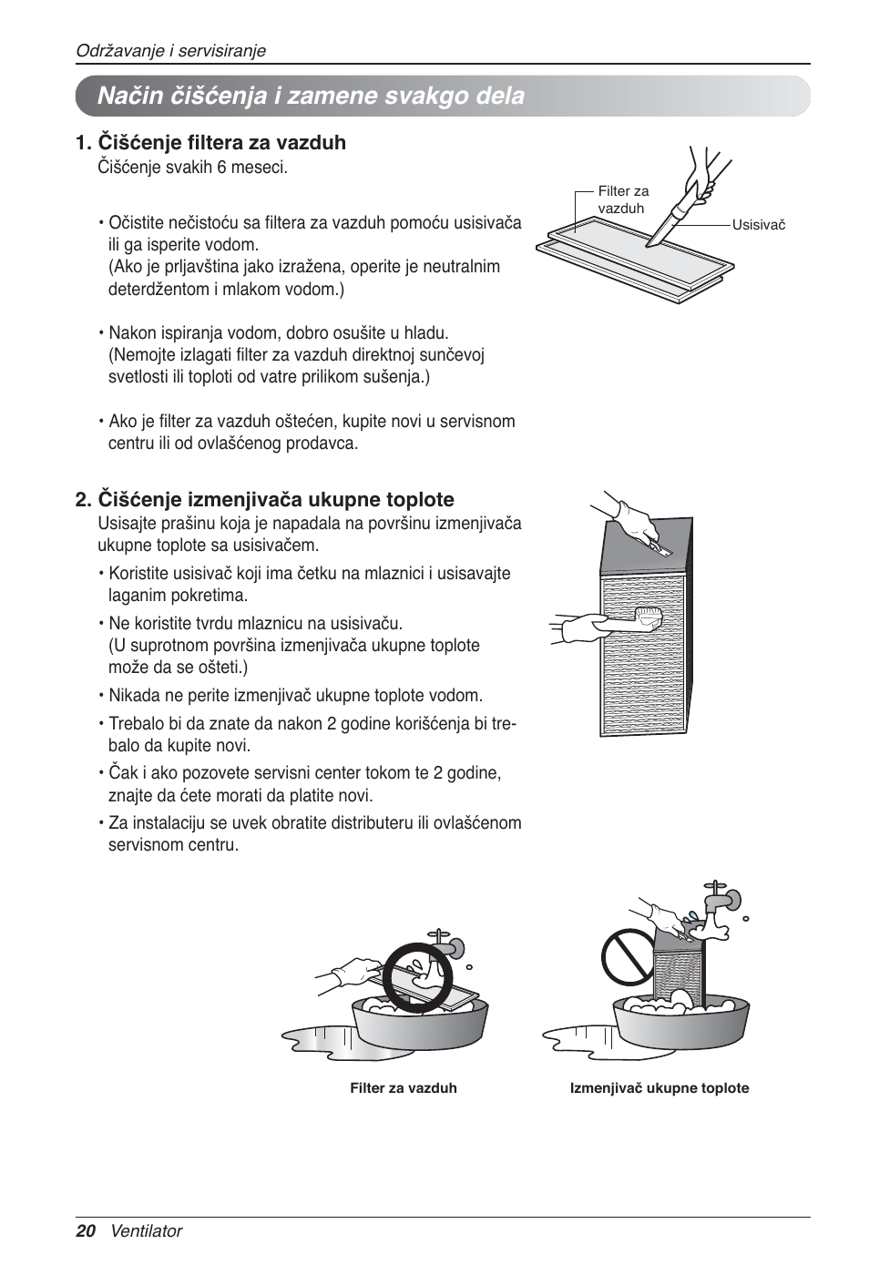 Način čišćenja i zamene svakgo dela | LG LZ-H200GBA2 User Manual | Page 306 / 419