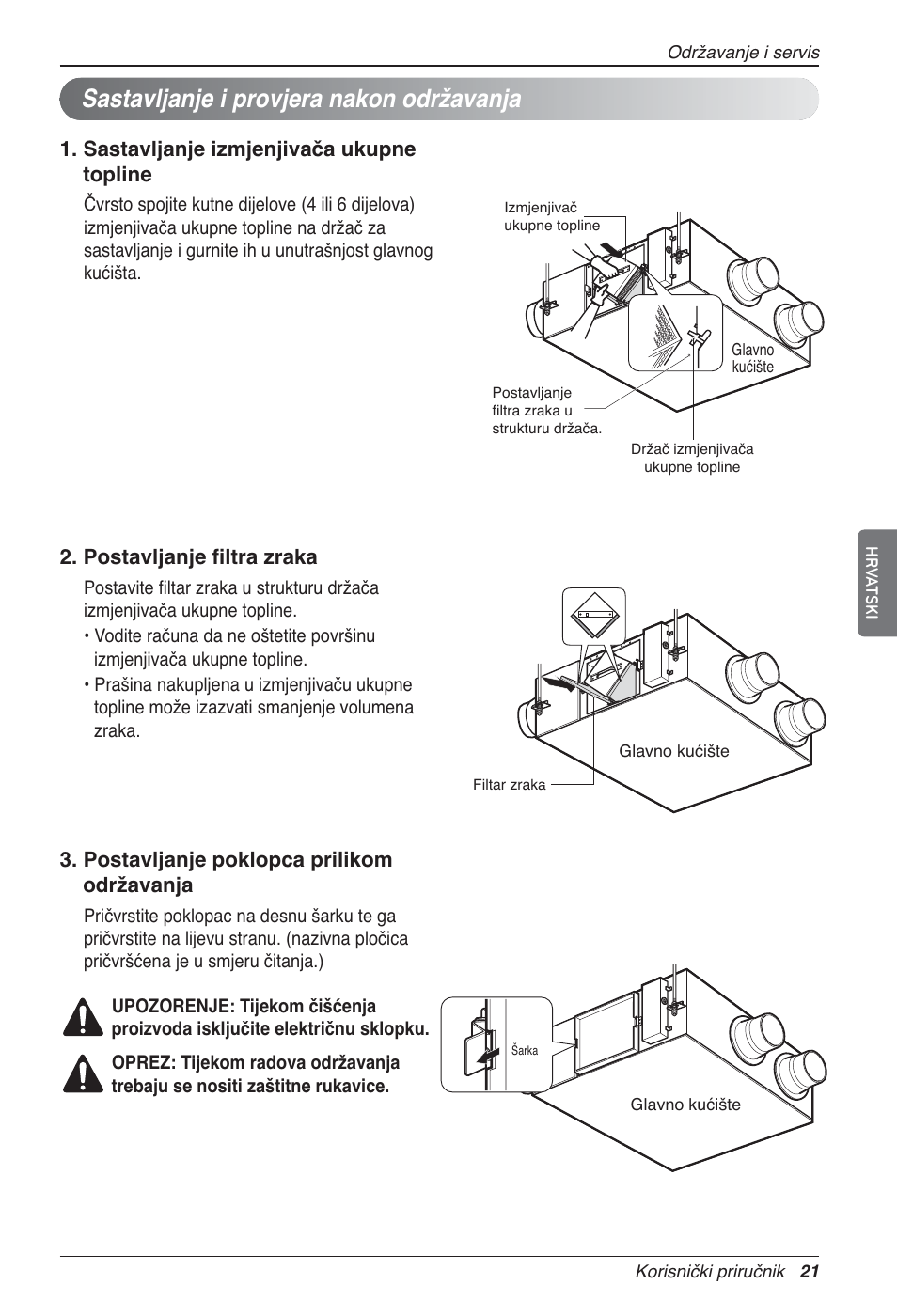 Sastavljanje i provjera nakon održavanja | LG LZ-H200GBA2 User Manual | Page 329 / 419