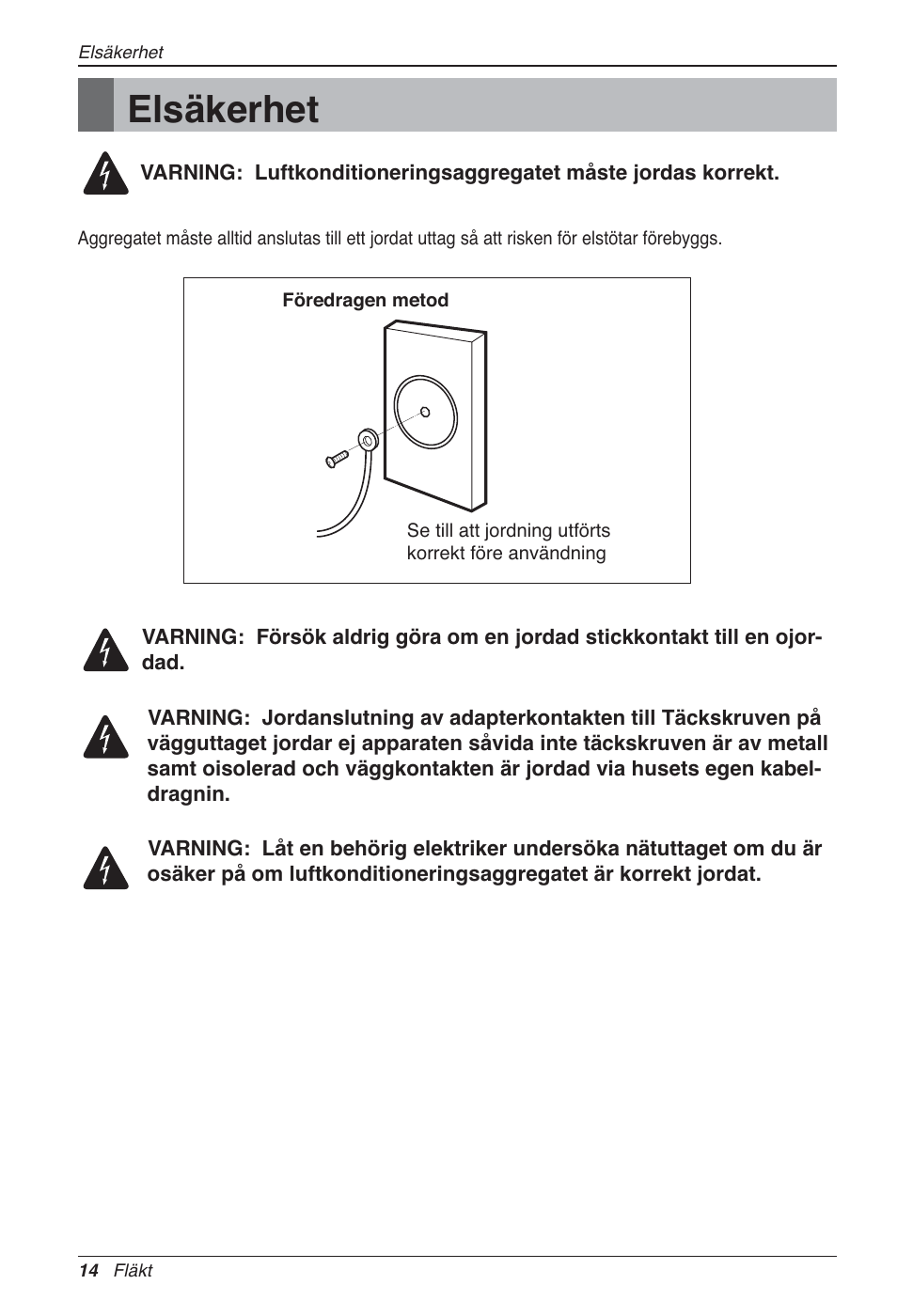 Elsäkerhet | LG LZ-H200GBA2 User Manual | Page 344 / 419