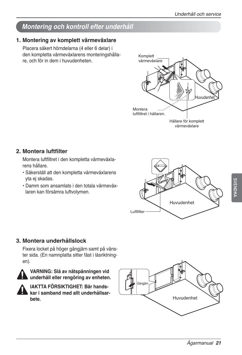 Montering och kontroll efter underhåll | LG LZ-H200GBA2 User Manual | Page 351 / 419