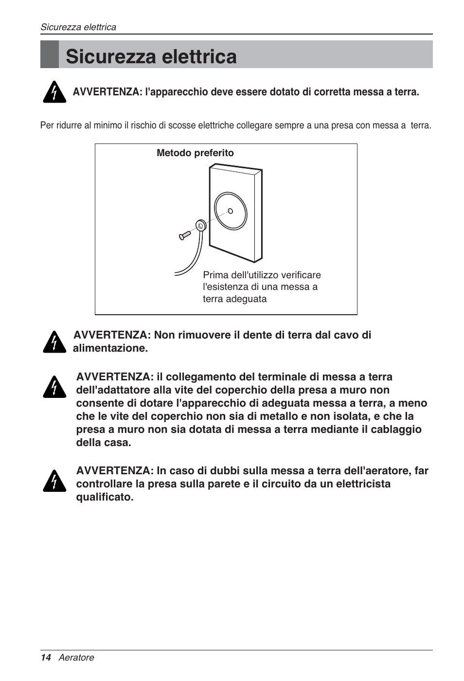 Sicurezza elettrica | LG LZ-H200GBA2 User Manual | Page 36 / 419