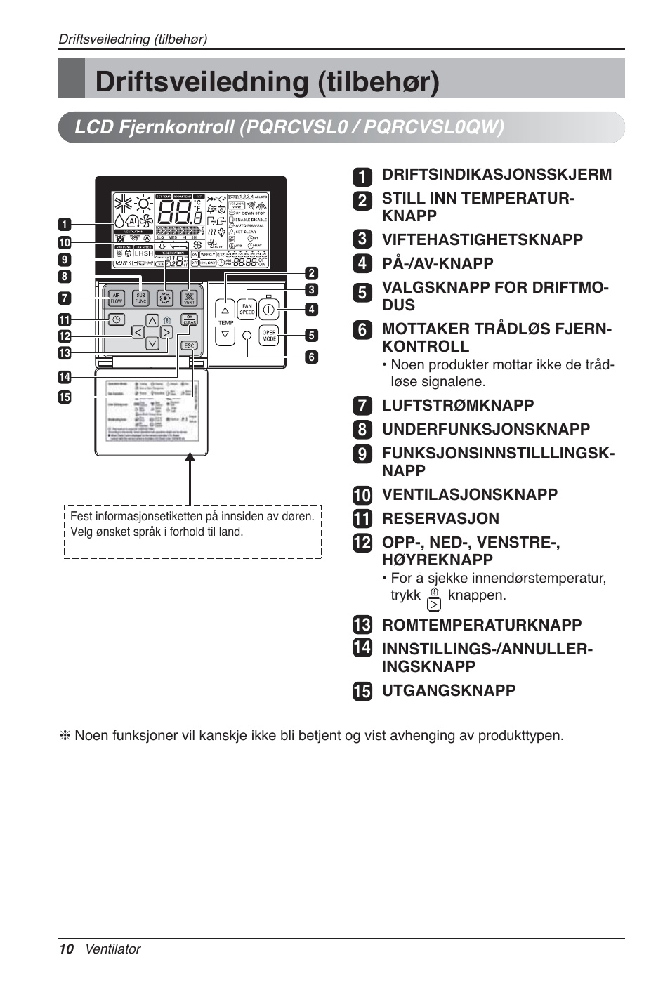 Driftsveiledning (tilbehør), Lcd fjernkontroll (pqrcvsl0 / pqrcvsl0qw) | LG LZ-H200GBA2 User Manual | Page 362 / 419