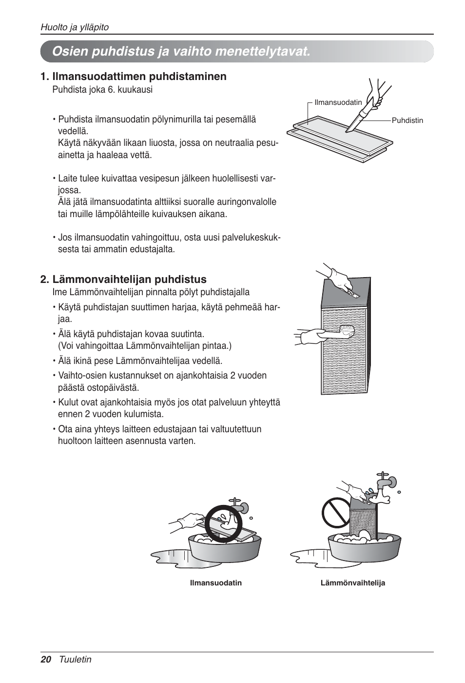 Osien puhdistus ja vaihto menettelytavat | LG LZ-H200GBA2 User Manual | Page 394 / 419