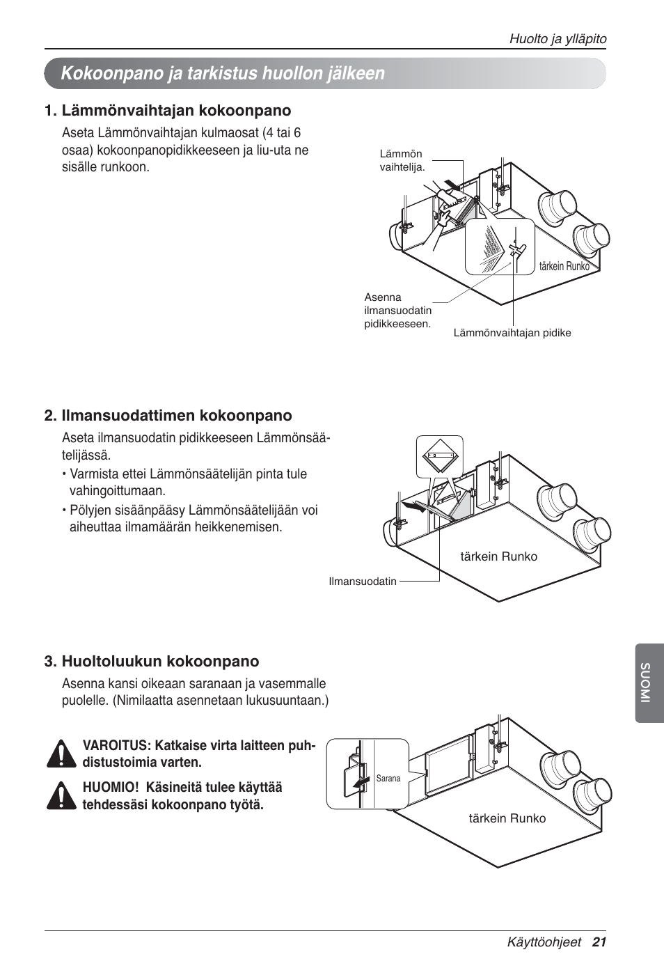 Kokoonpano ja tarkistus huollon jälkeen | LG LZ-H200GBA2 User Manual | Page 395 / 419