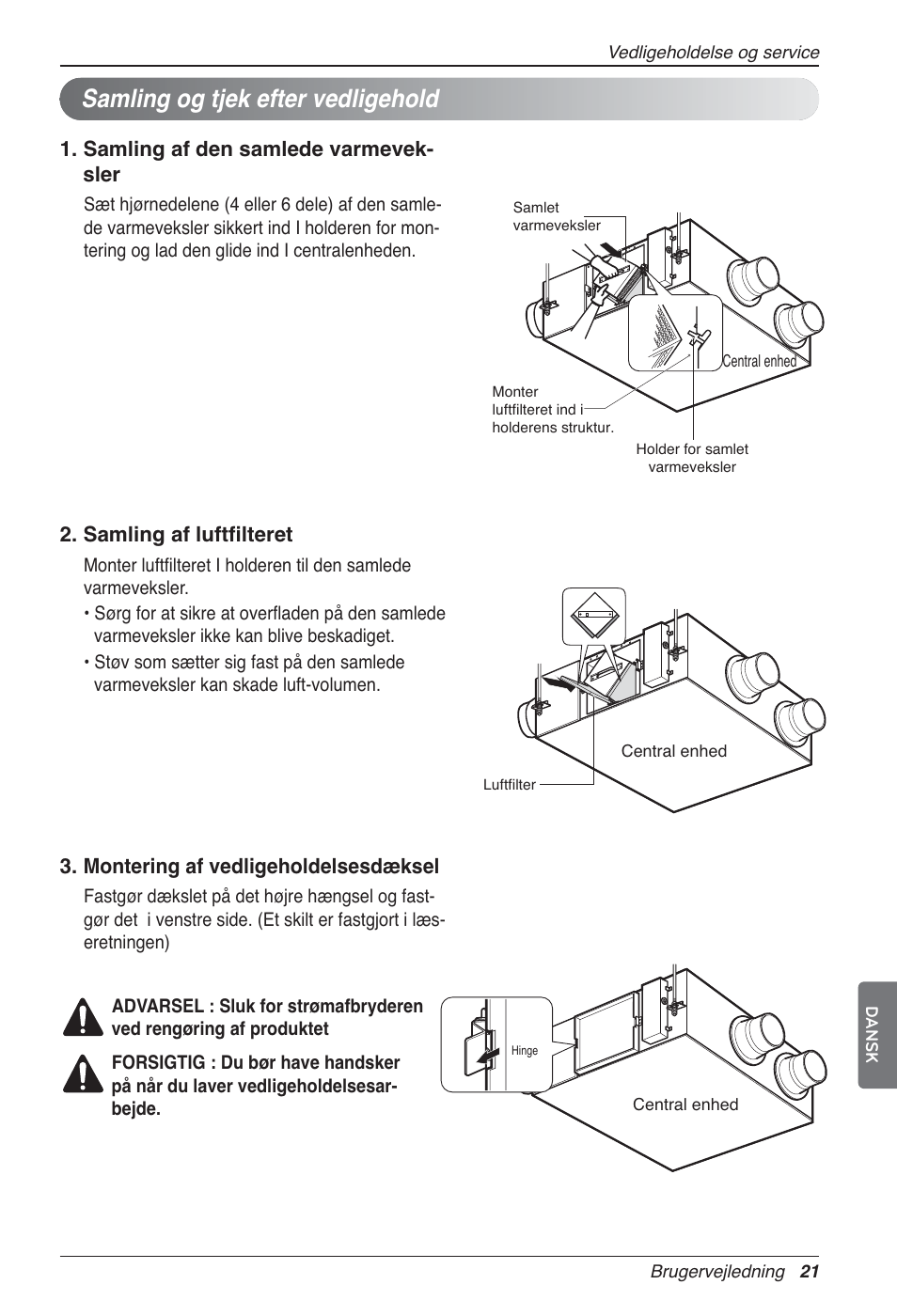 Samling og tjek efter vedligehold | LG LZ-H200GBA2 User Manual | Page 417 / 419