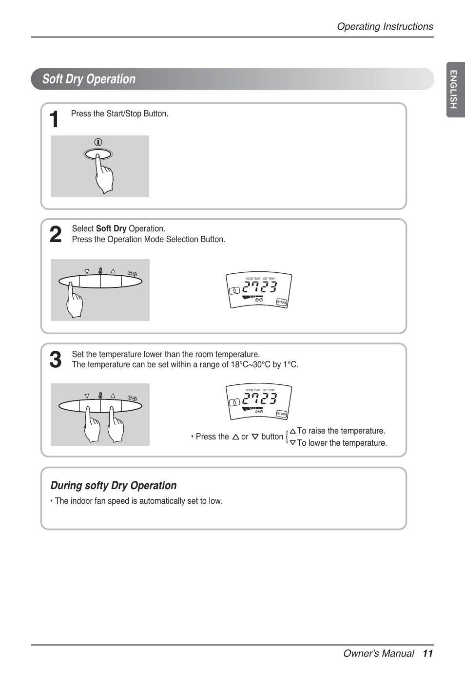 Soft dry operation, During softy dry operation | LG P08AH User Manual | Page 11 / 91