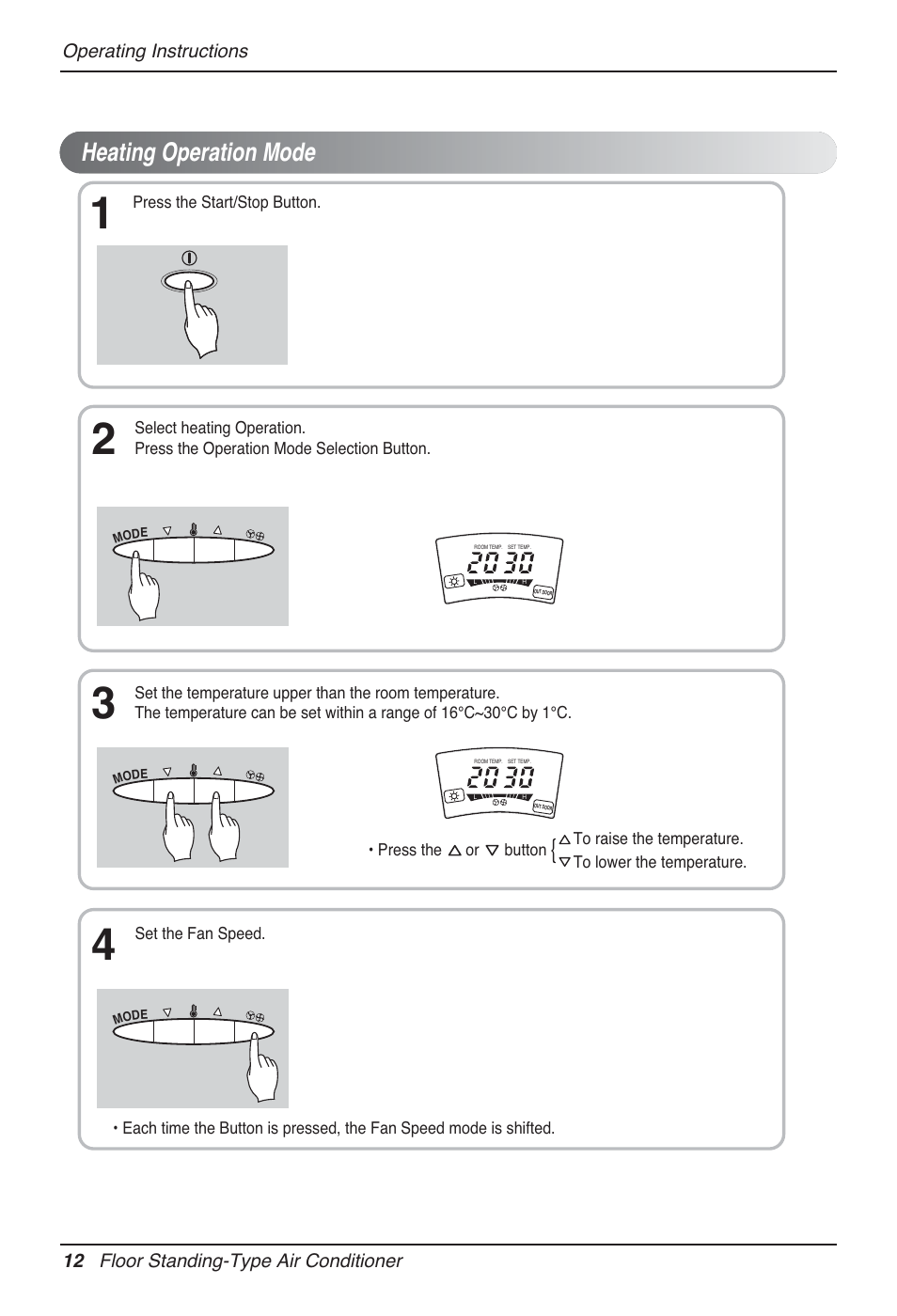 Heating operation mode | LG P08AH User Manual | Page 12 / 91
