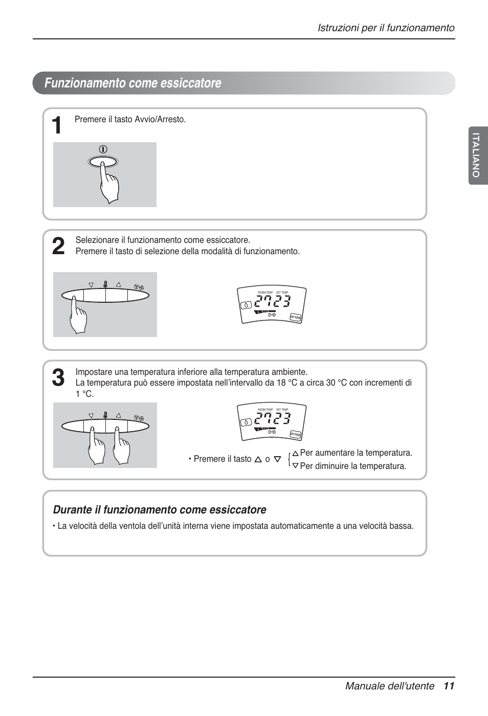 Funzionamento come essiccatore, Durante il funzionamento come essiccatore | LG P08AH User Manual | Page 29 / 91