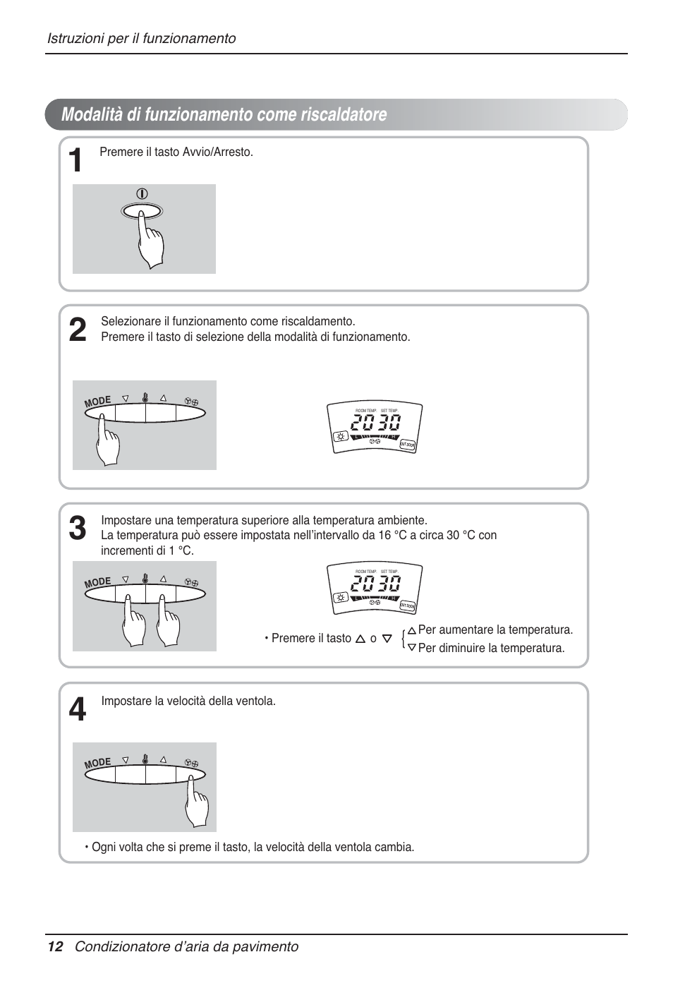 Modalità di funzionamento come riscaldatore | LG P08AH User Manual | Page 30 / 91