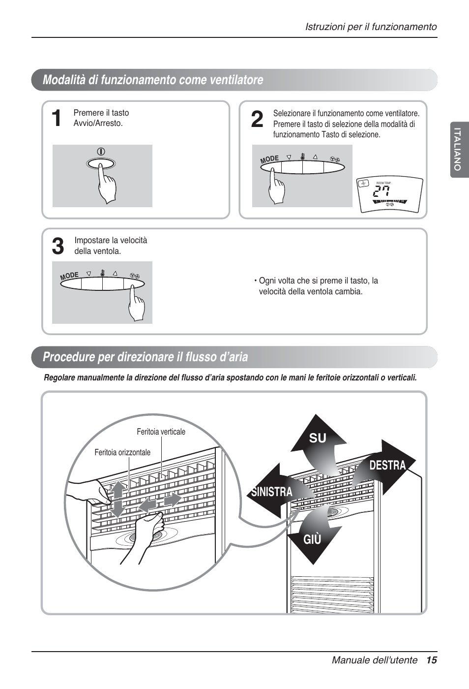 Su destra giù, Sinistra | LG P08AH User Manual | Page 33 / 91