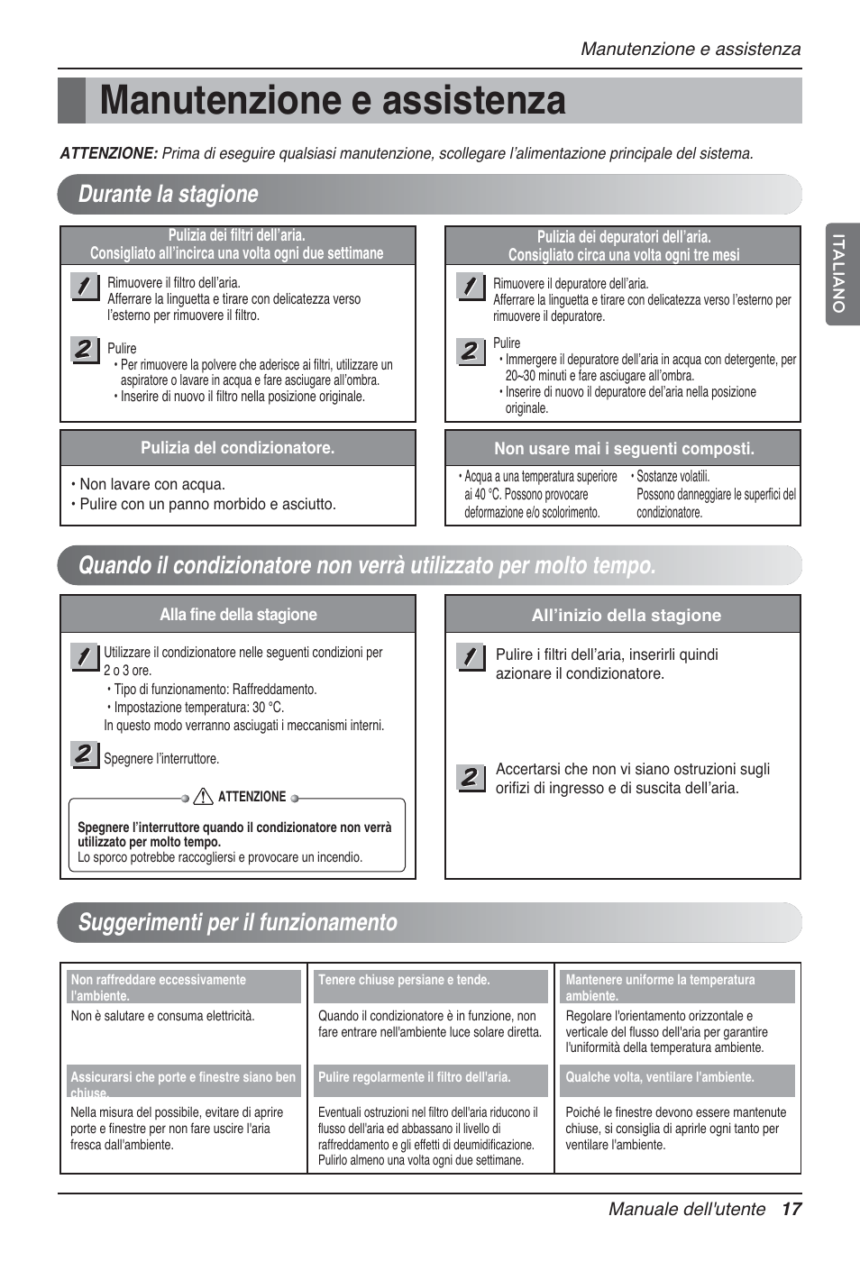 Manutenzione e assistenza | LG P08AH User Manual | Page 35 / 91