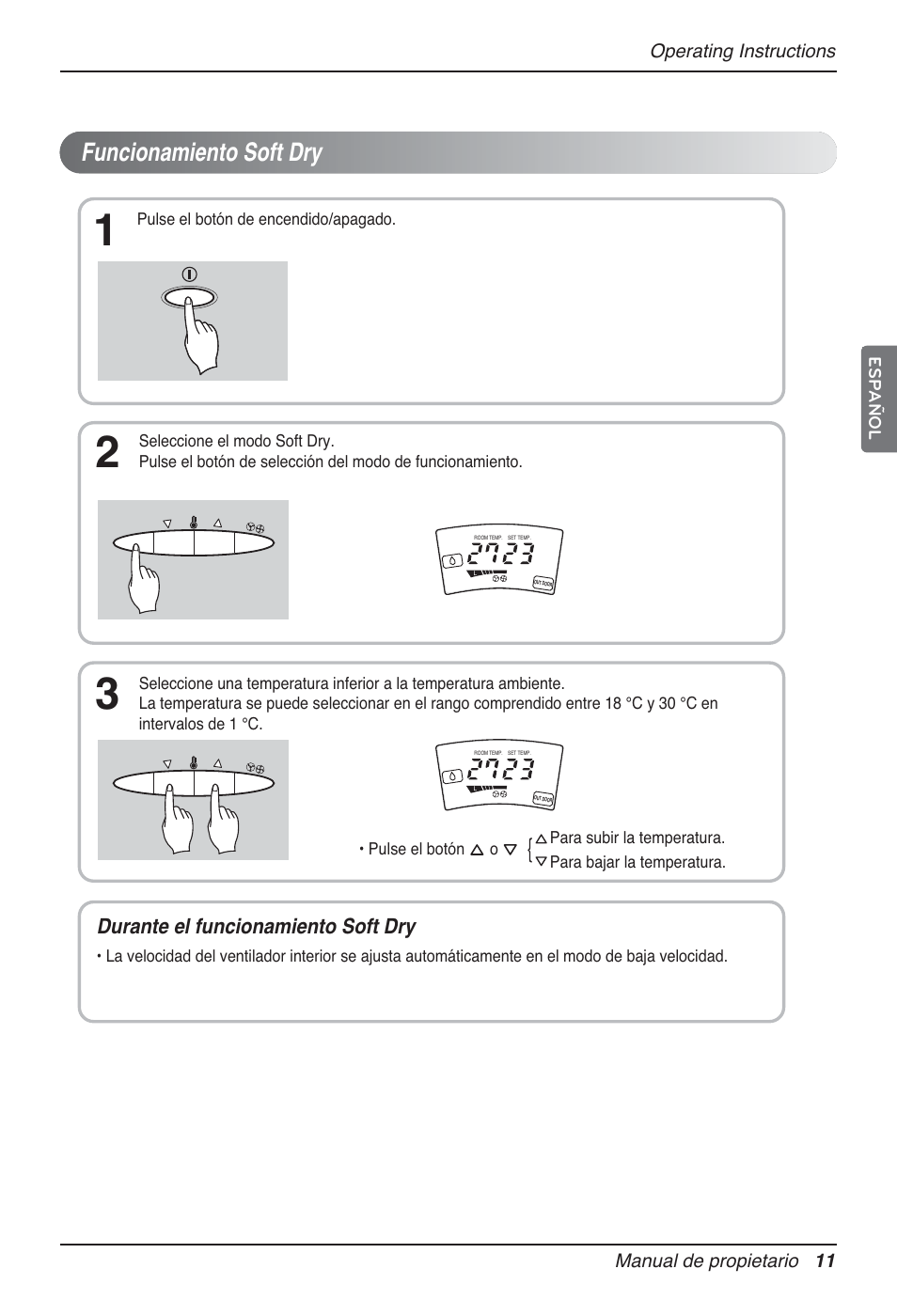 Funcionamiento soft dry, Durante el funcionamiento soft dry | LG P08AH User Manual | Page 47 / 91