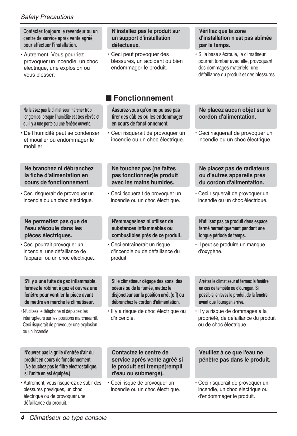 Fonctionnement | LG P08AH User Manual | Page 58 / 91