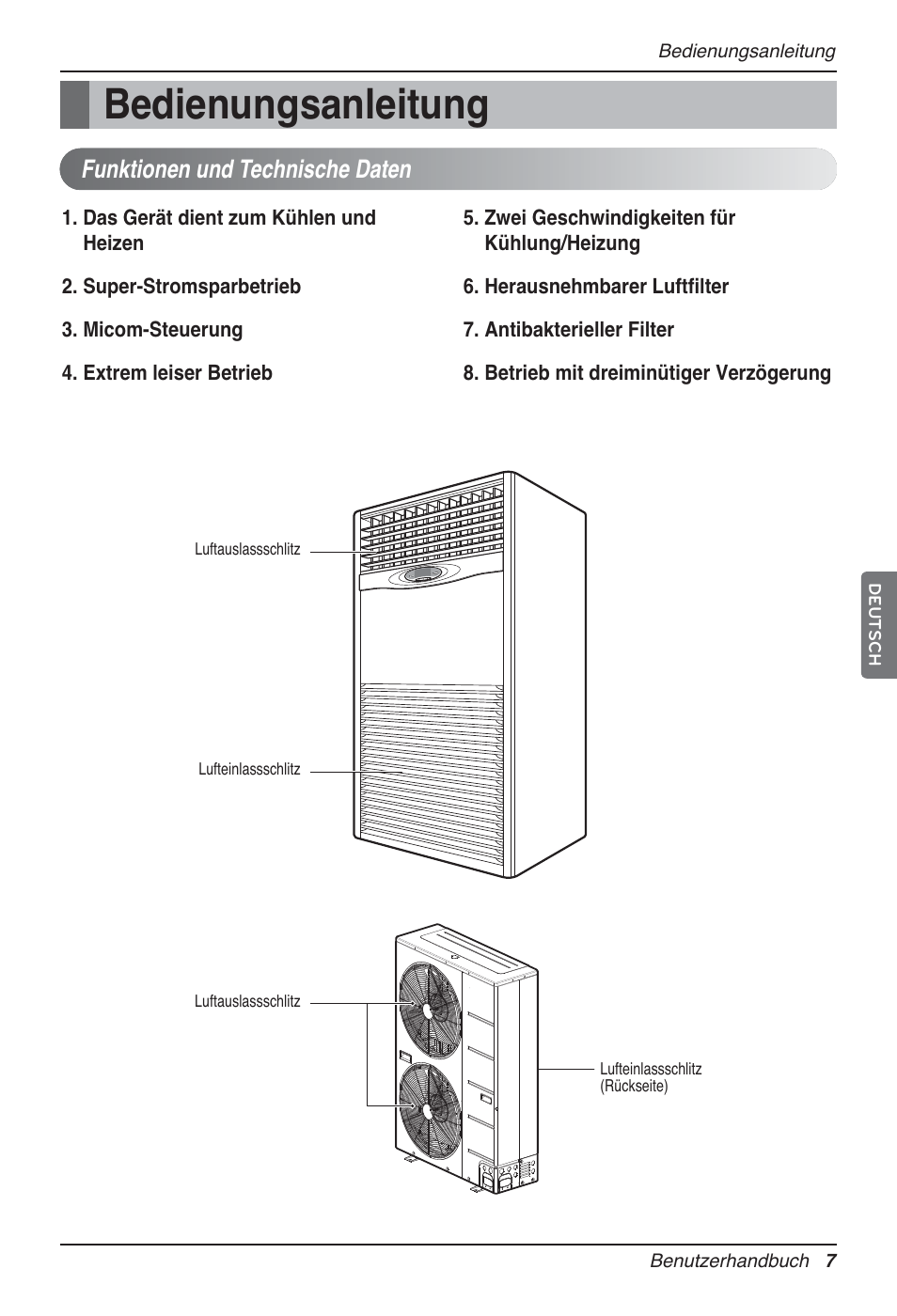 Bedienungsanleitung, Funktionen und technische daten | LG P08AH User Manual | Page 79 / 91