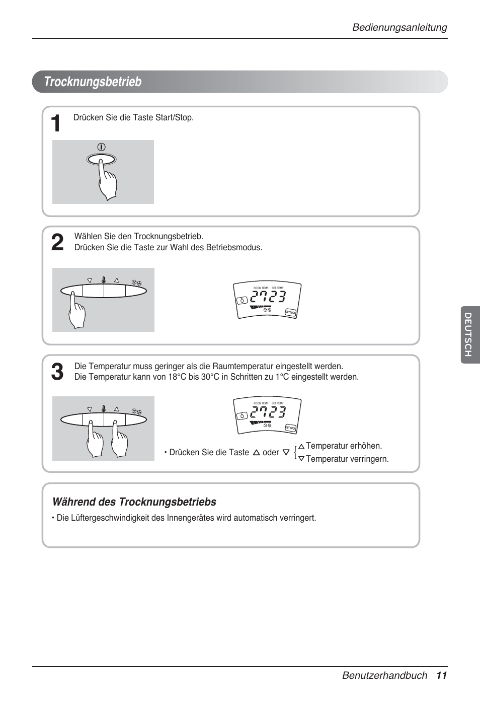 Trocknungsbetrieb, Während des trocknungsbetriebs | LG P08AH User Manual | Page 83 / 91