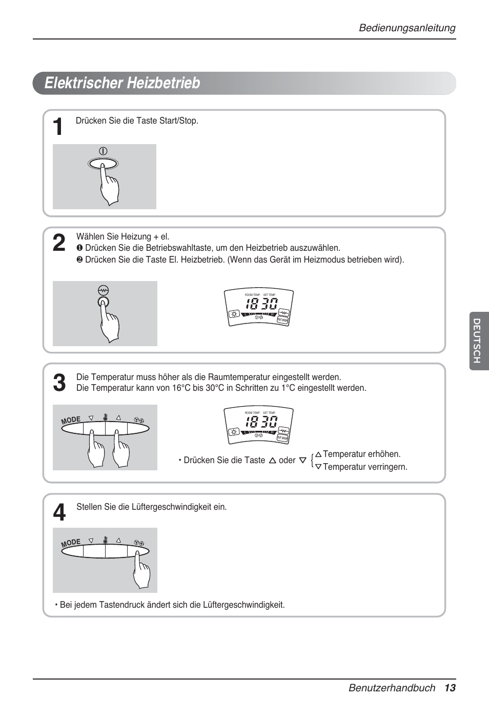 Elektrischer heizbetrieb | LG P08AH User Manual | Page 85 / 91