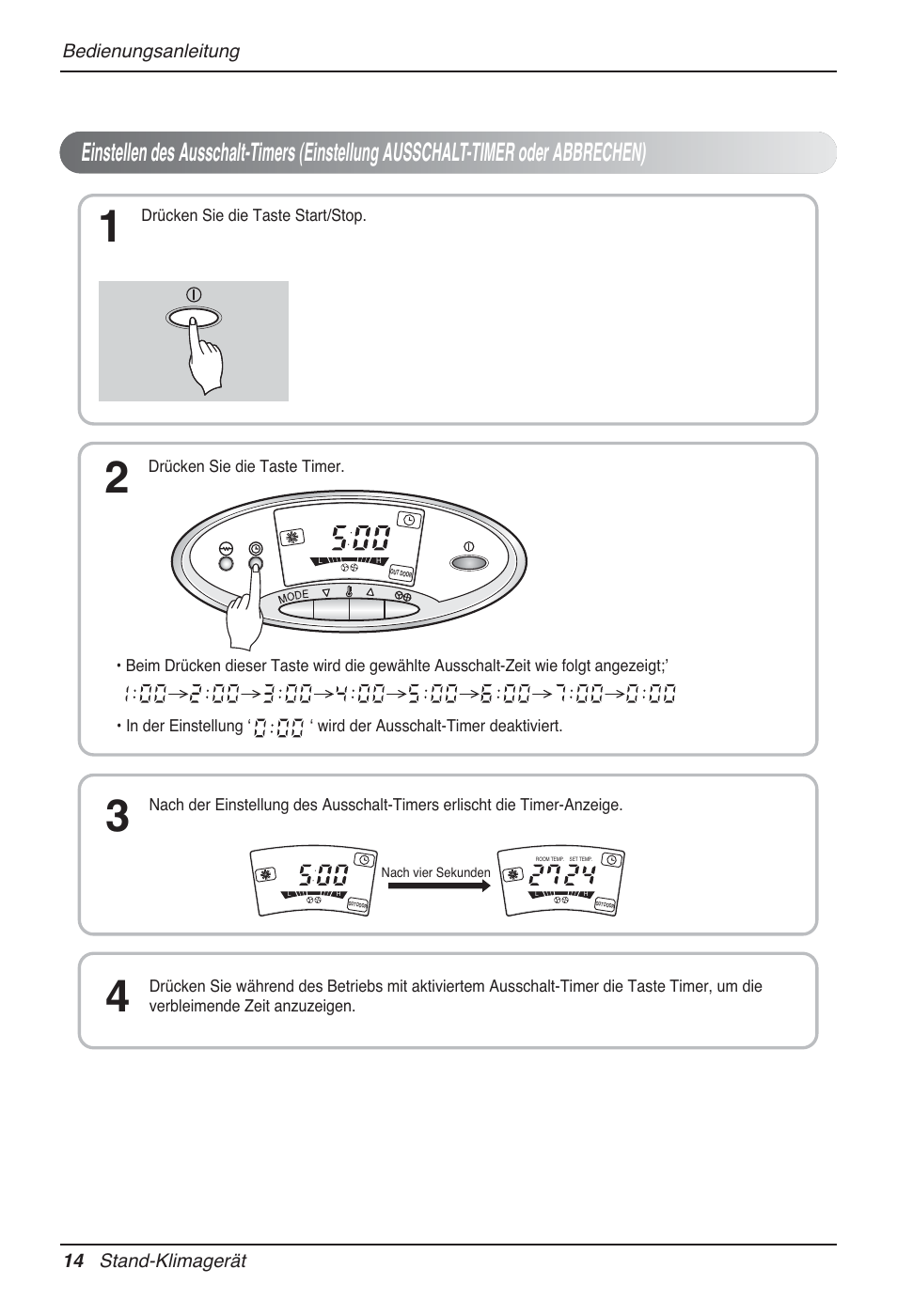 14 stand-klimagerät, Bedienungsanleitung | LG P08AH User Manual | Page 86 / 91