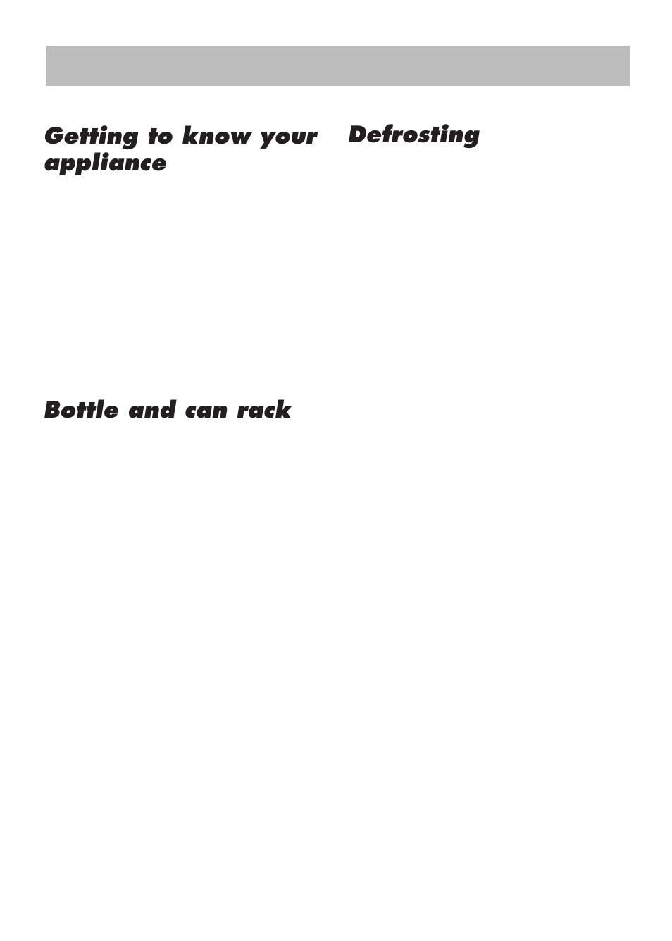 Instructions for use gb, Getting to know your appliance, Defrosting | Bottle and can rack | Beko LBI 2201 User Manual | Page 13 / 55