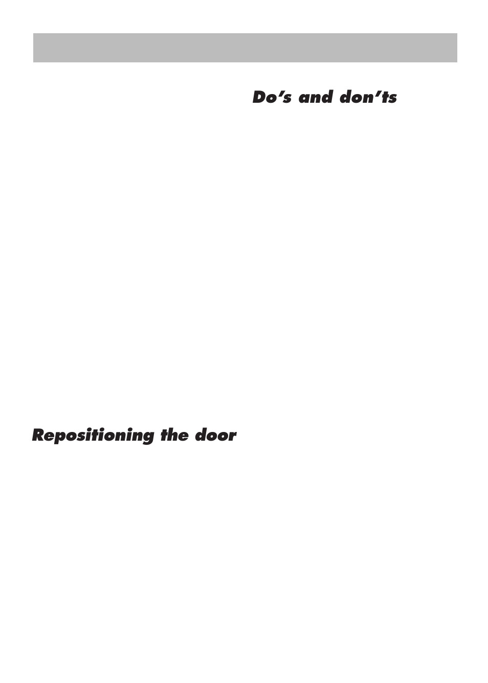 Instructions for use gb, Repositioning the door, Do’s and don’ts | Beko LBI 2201 User Manual | Page 15 / 55
