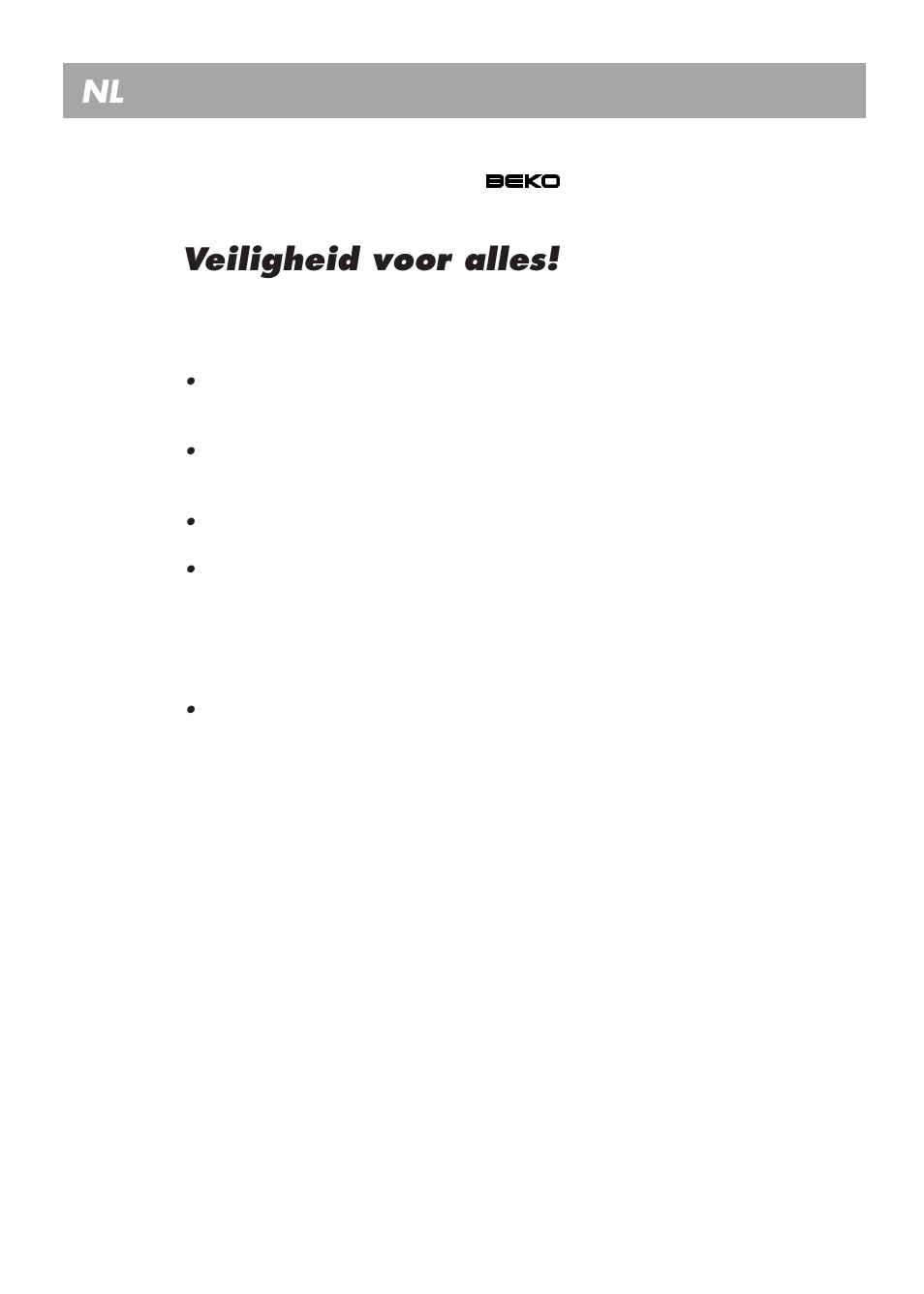 Veiligheid voor alles, Nl gebruiksaanwijzing | Beko LBI 2201 User Manual | Page 33 / 55