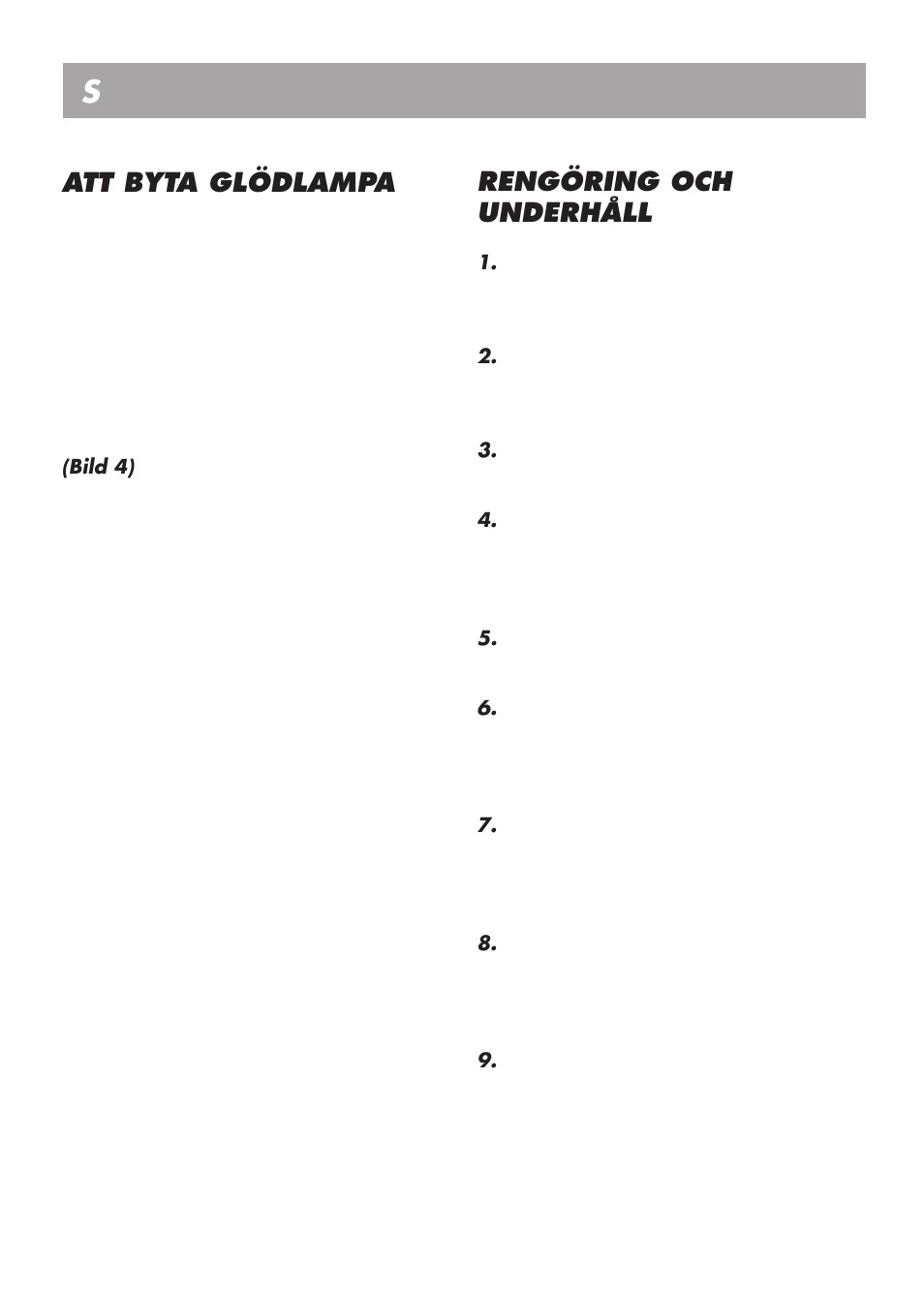 Bruksanvisning s, Att byta glödlampa, Rengöring och underhåll | Beko LBI 2201 User Manual | Page 53 / 55