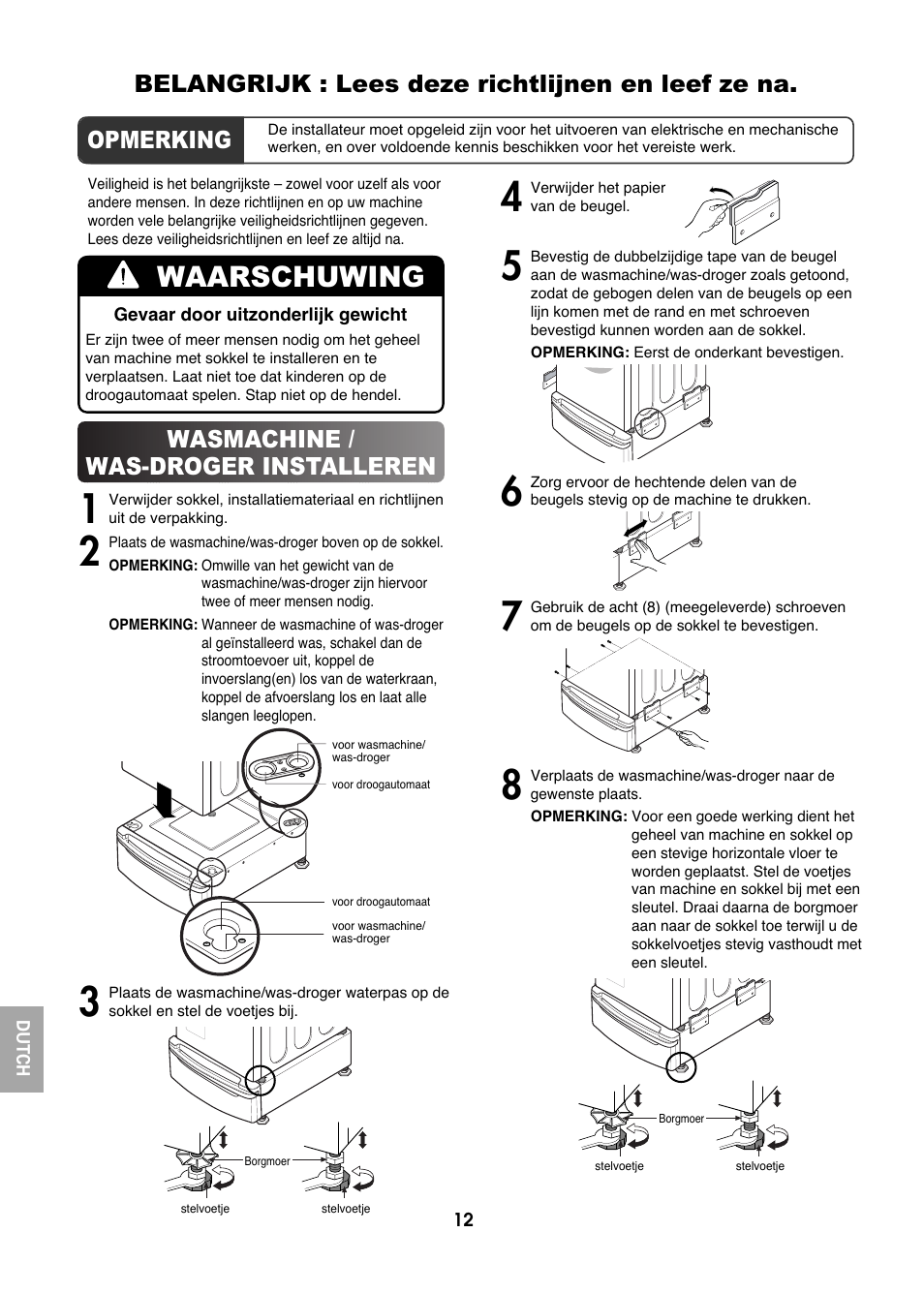 Waarschuwing, Opmerking | LG LWP-273W User Manual | Page 12 / 16