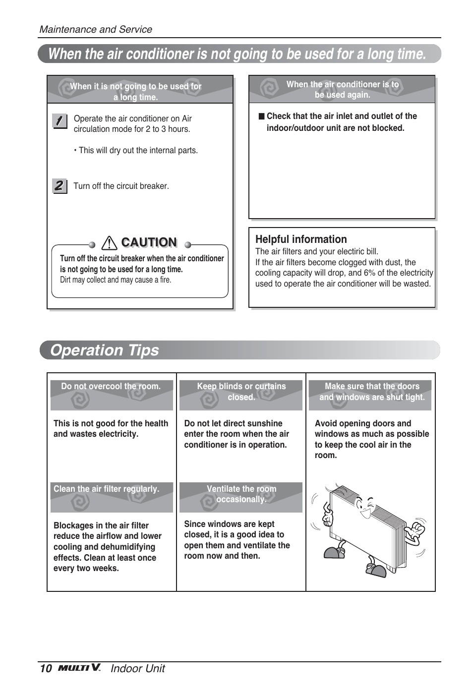 Operation tips, Caution | LG ARNU24GCFA2 User Manual | Page 10 / 229