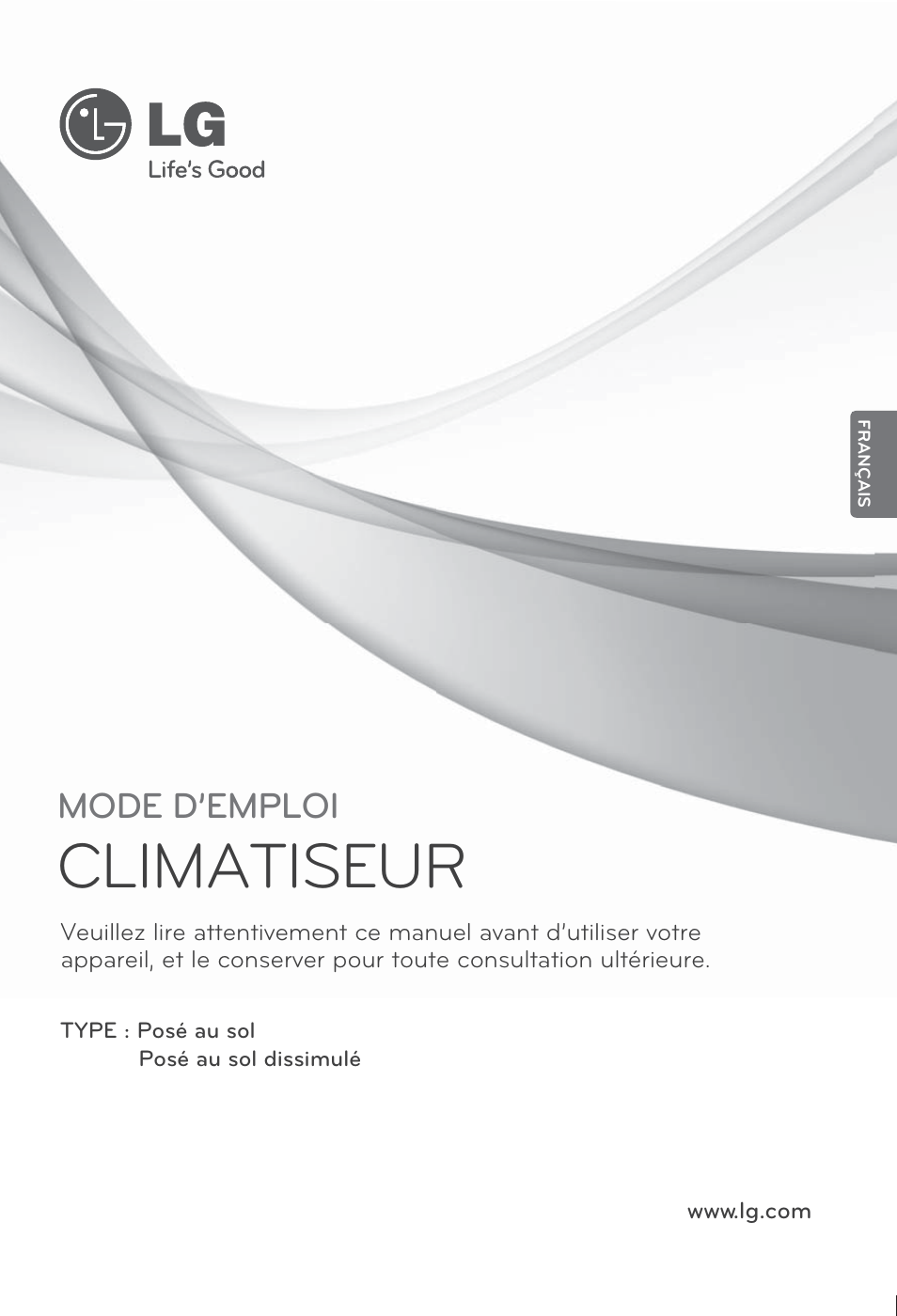 Français, Climatiseur, Mode d’emploi | LG ARNU24GCFA2 User Manual | Page 37 / 229