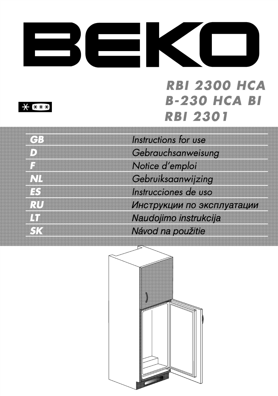 Beko RBI 2301 User Manual | 72 pages