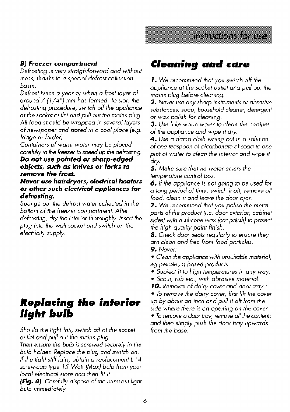 Tteplaeing the inferior tight bulb, Cleaning anti taro | Beko RBI 2301 User Manual | Page 11 / 72