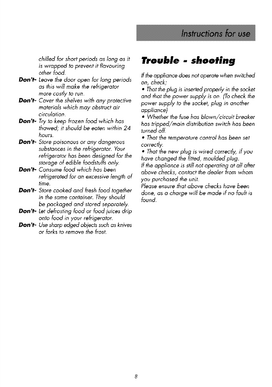 N*ovbfe - shooting | Beko RBI 2301 User Manual | Page 13 / 72