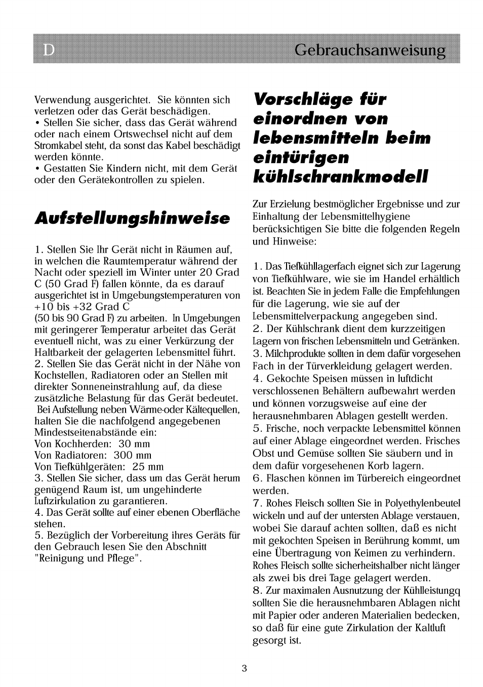 Gebrauchsanweisung, Aufsiellungshinweise | Beko RBI 2301 User Manual | Page 16 / 72