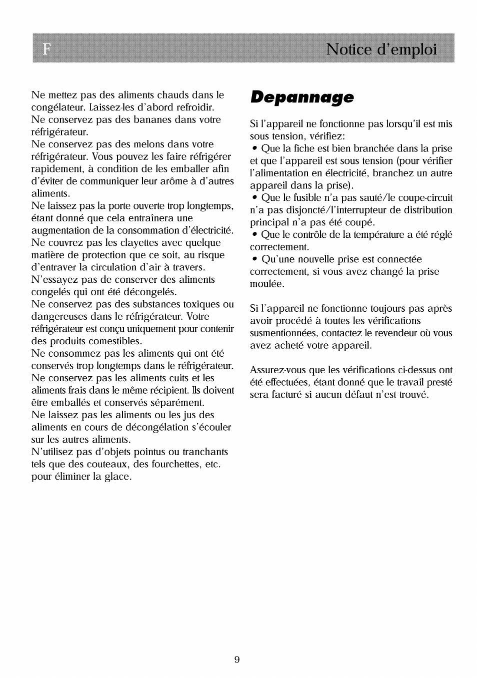 Dépannage, Notice d’emploi | Beko RBI 2301 User Manual | Page 32 / 72