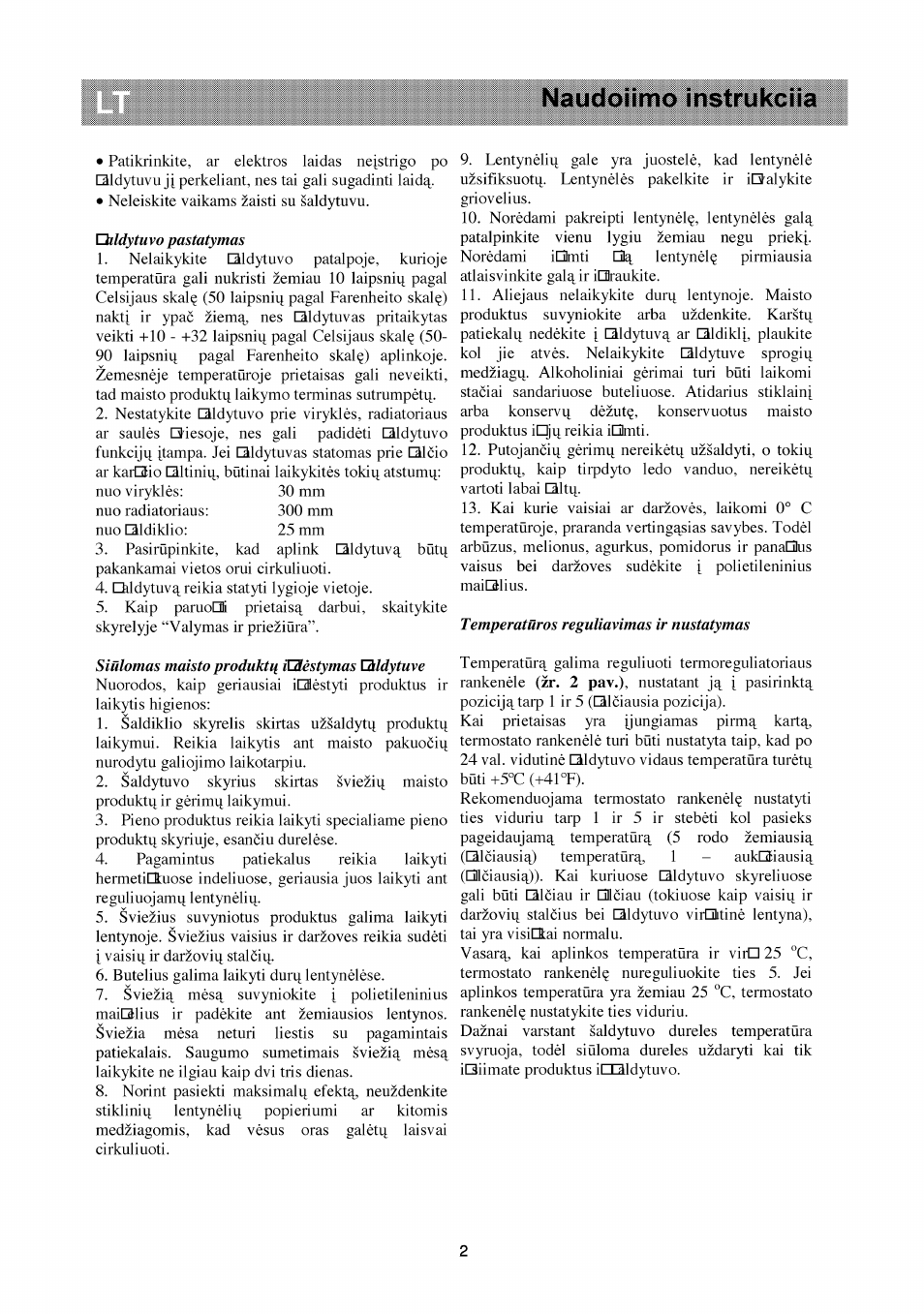 Naudoilmo instrukciia | Beko RBI 2301 User Manual | Page 60 / 72