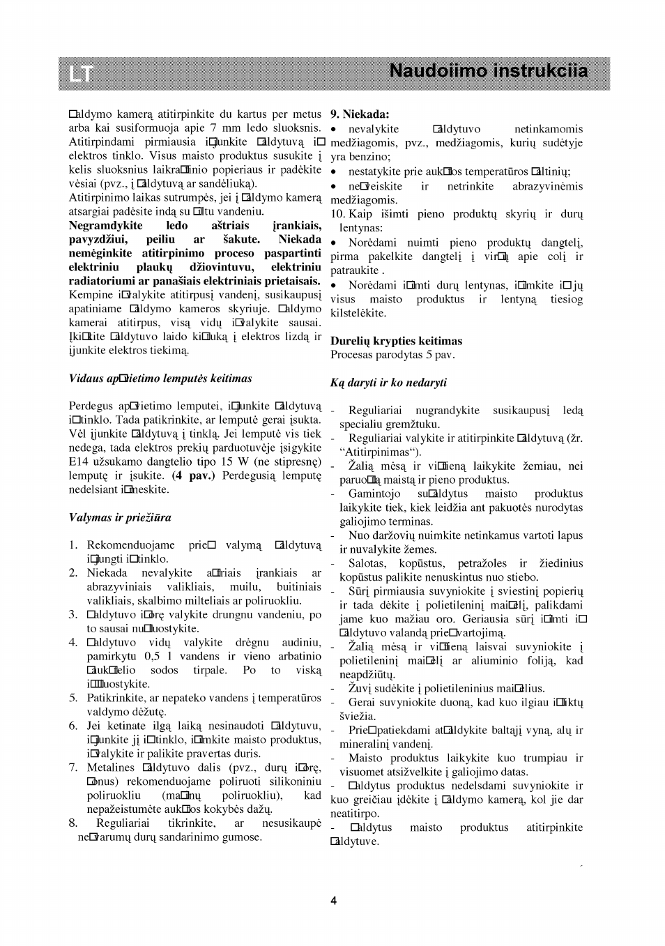 Naudoiimo instrukciia | Beko RBI 2301 User Manual | Page 62 / 72