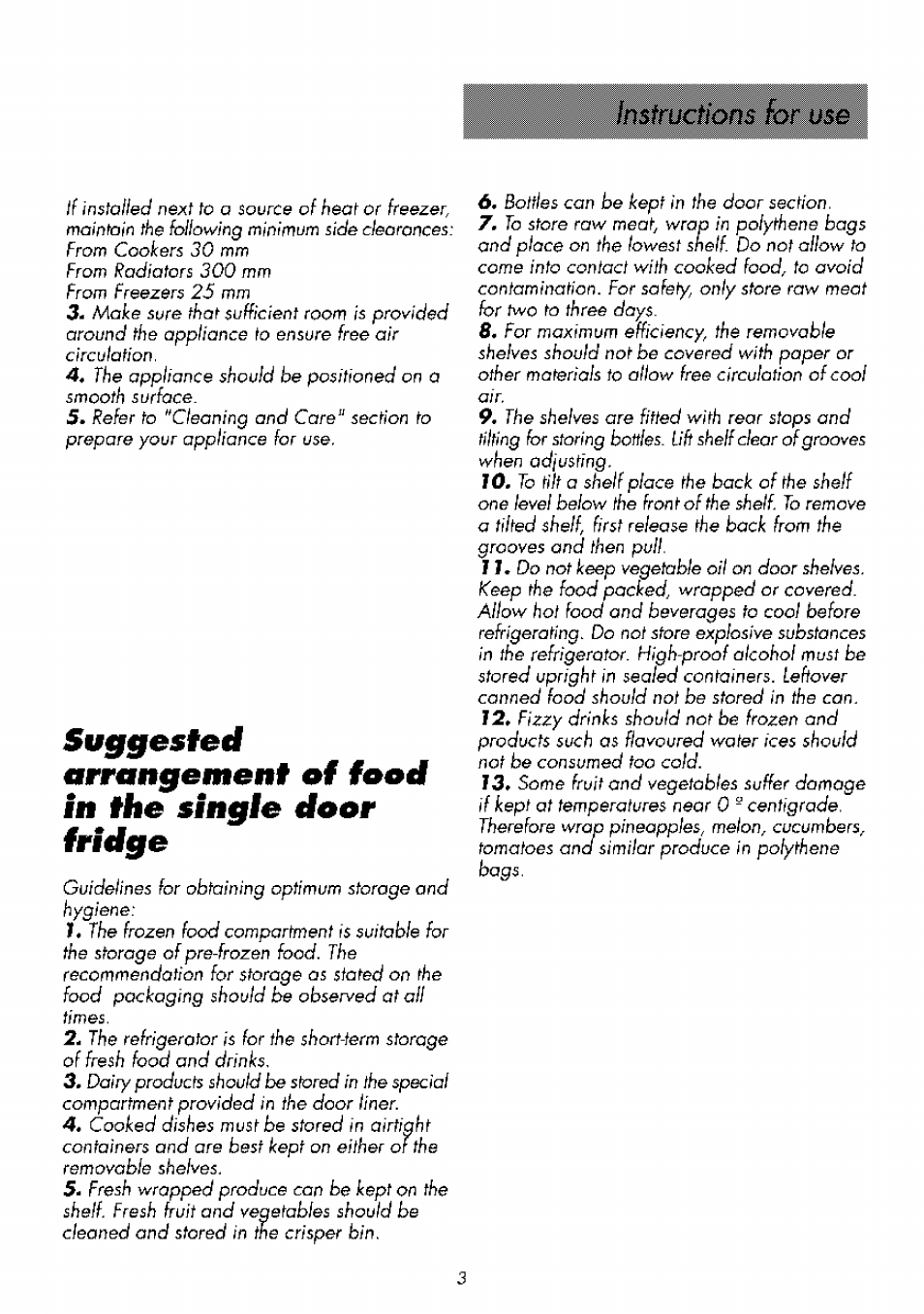 Suggested, Arrangement e§ toed in the single door tridge | Beko RBI 2301 User Manual | Page 8 / 72