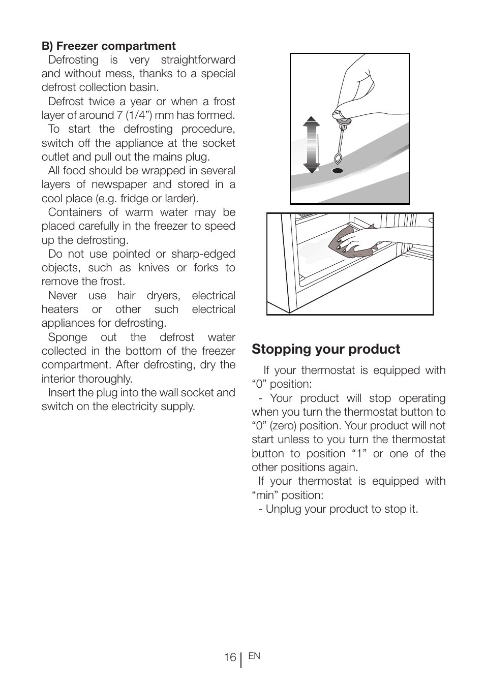 Stopping your product | Beko RBI 2302 F User Manual | Page 17 / 85