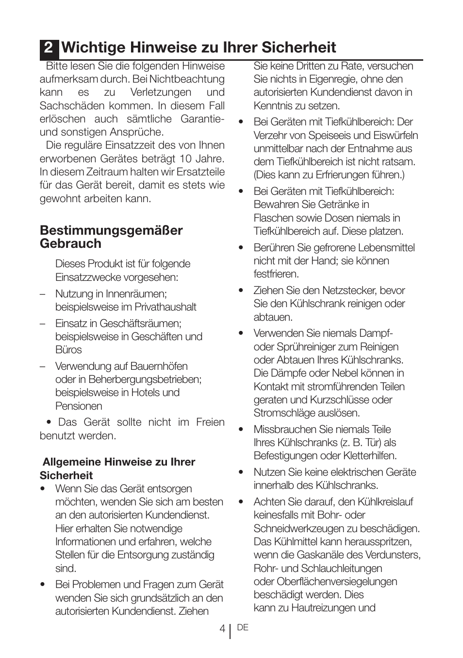 2wichtige hinweise zu ihrer sicherheit, Bestimmungsgemäßer gebrauch | Beko RBI 2302 F User Manual | Page 25 / 85