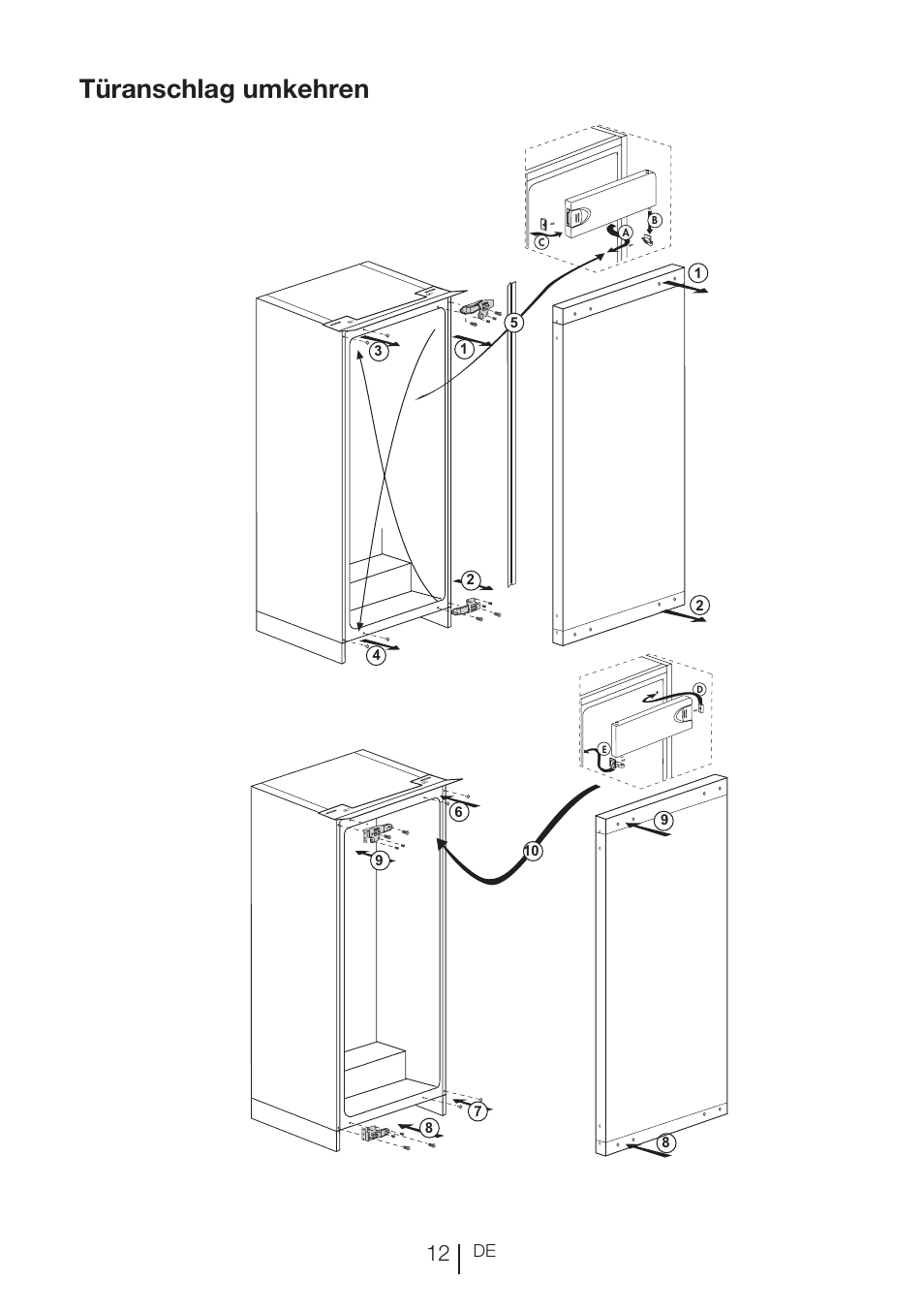 Türanschlag umkehren | Beko RBI 2302 F User Manual | Page 33 / 85