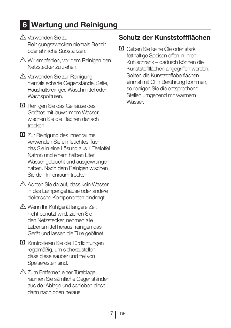 6wartung und reinigung | Beko RBI 2302 F User Manual | Page 38 / 85