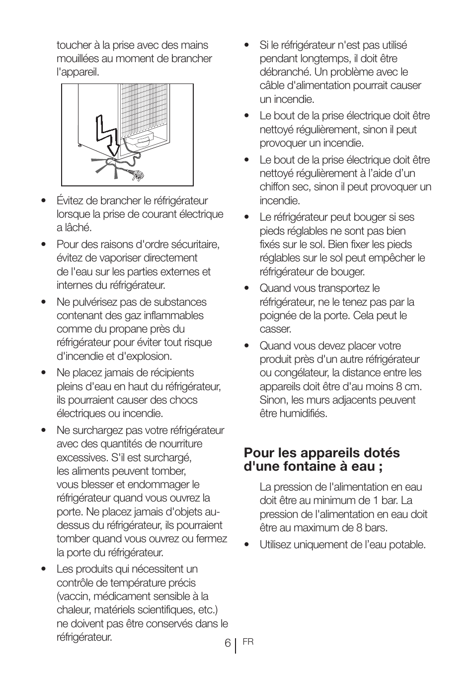 Pour les appareils dotés d'une fontaine à eau | Beko RBI 2302 F User Manual | Page 48 / 85