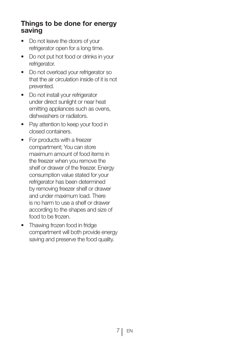 Things to be done for energy saving | Beko RBI 2302 F User Manual | Page 8 / 85