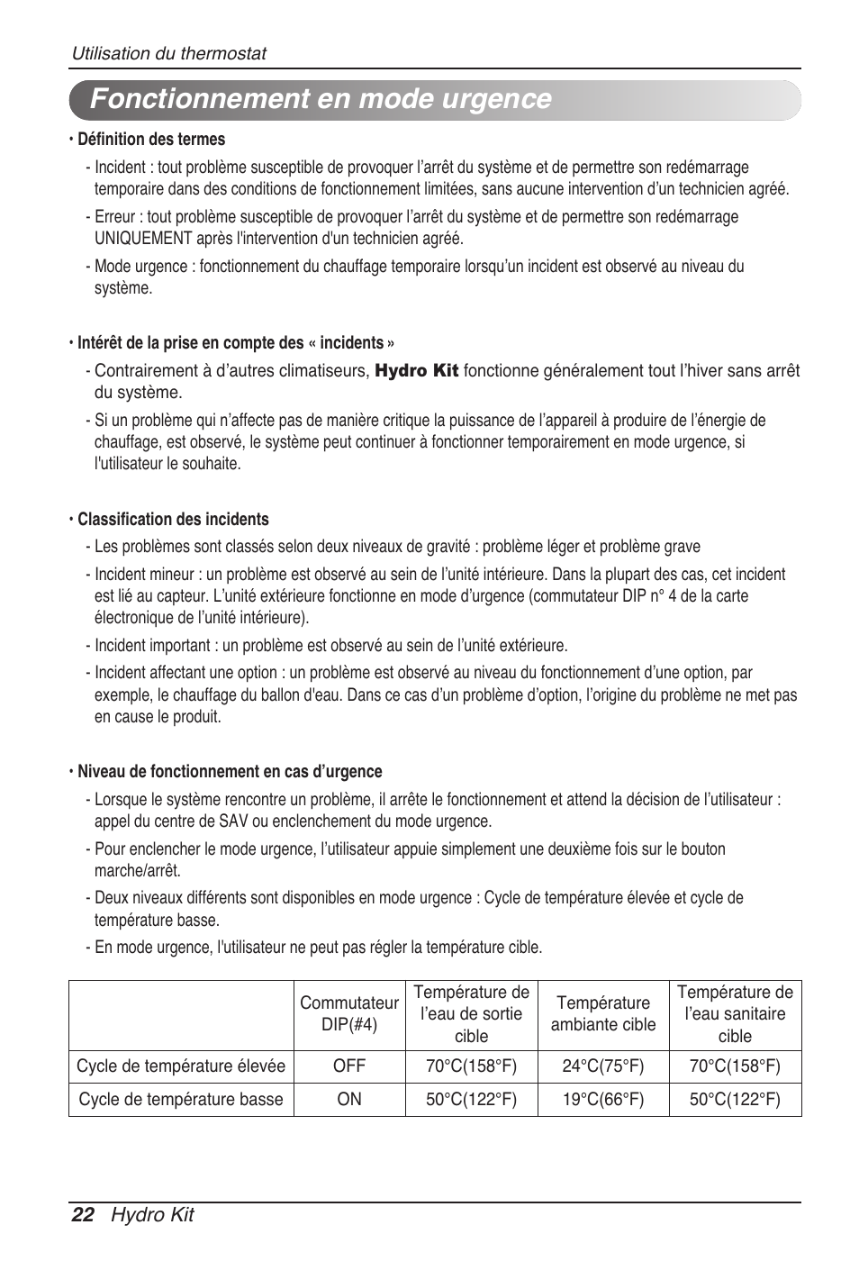 Fonctionnement en mode urgence | LG ARNH08GK3A2 User Manual | Page 100 / 495